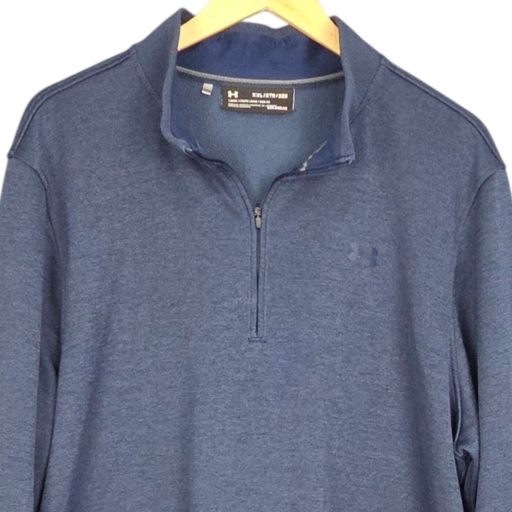 Under Armour ColdGear 1/4 Zip Mens XXL Blue Pullover Loose Fit Sweatshirt Casual